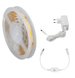 Kit Complet Ruban LED COB avec Contrôleur et Alimentation Dimmable 8W/m 720lm/m IP00 3m - Blanc Chaud 3000K