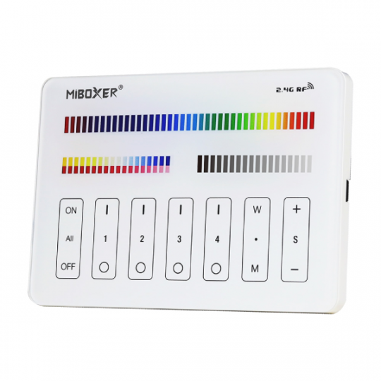 Télécommande Tactile Murale LED Dimmable RadioFréquence 4 Zones Blanc - RGB+CCT M4
