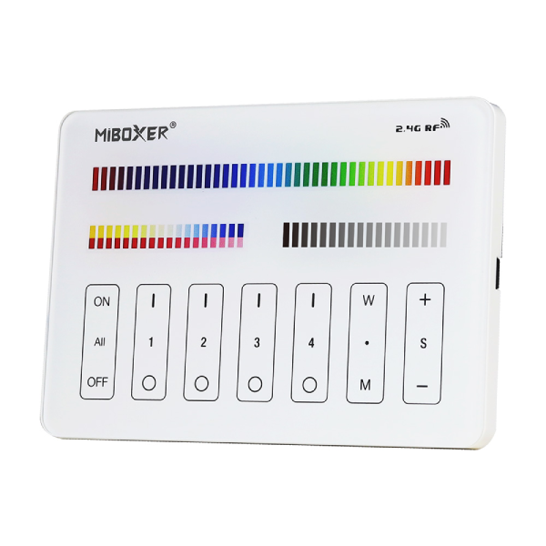 Télécommande Tactile Murale LED Dimmable RadioFréquence 4 Zones Blanc - RGB+CCT M4