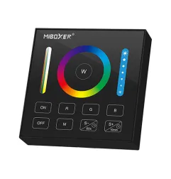 Télécommande Murale Tactile LED Dimmable RadioFréquence 1 Zone Noir - RGB, RGBW et RGB+CCT B0B