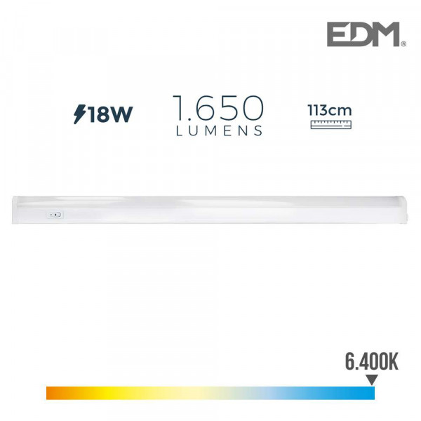 Réglette LED 18W 113cm Blanc - Blanc du Jour 6400K