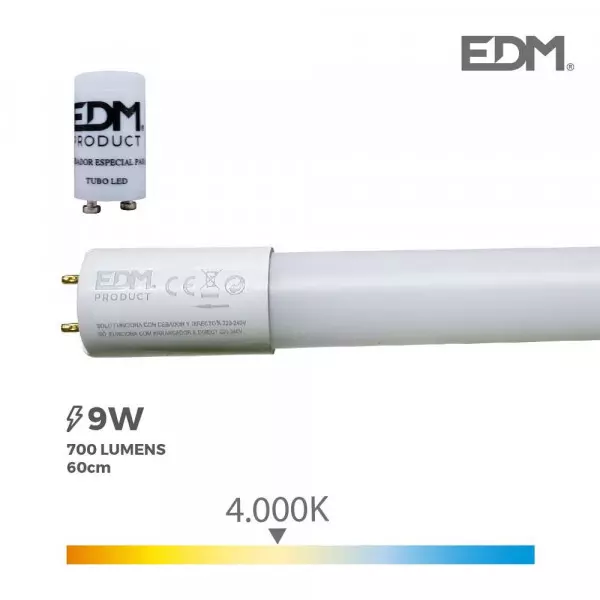 Tube LED T8 60cm 9W 700lm - Blanc Naturel 4000K