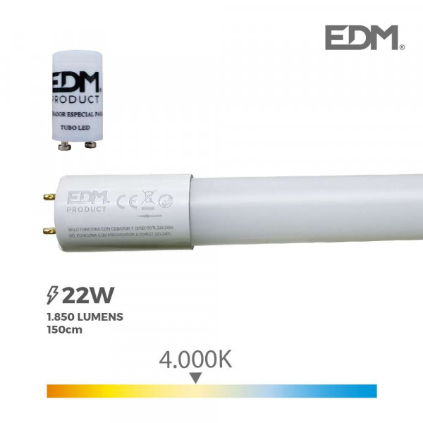 Tube LED T8 150cm 22W 1850lm - Blanc Naturel 4000K