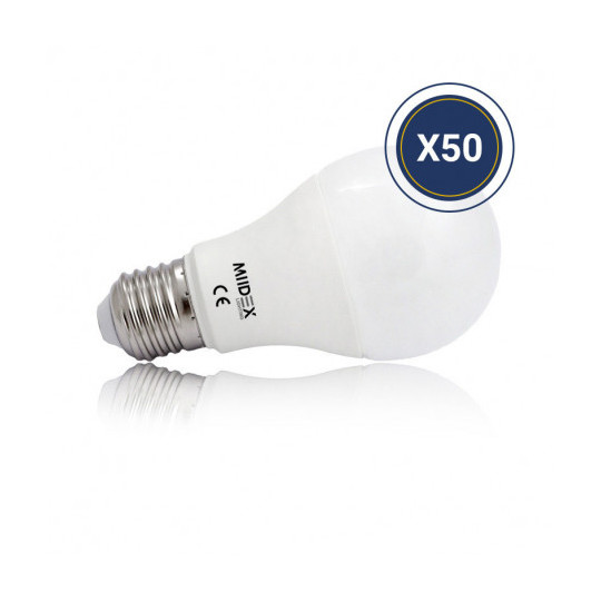 Pack de 50 Ampoules LED E27 9W 820lm Bulb - Blanc Chaud 3000K