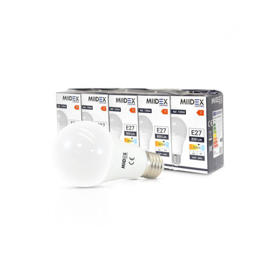 Pack de 5 Ampoules LED E27 8.5W 820lm Bulb - Blanc Naturel 4000K