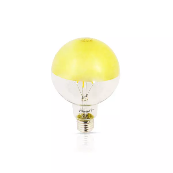Ampoule LED E27 G95 Filament Miroir Doré 6W 800lm 300°  - Blanc Chaud 2700K