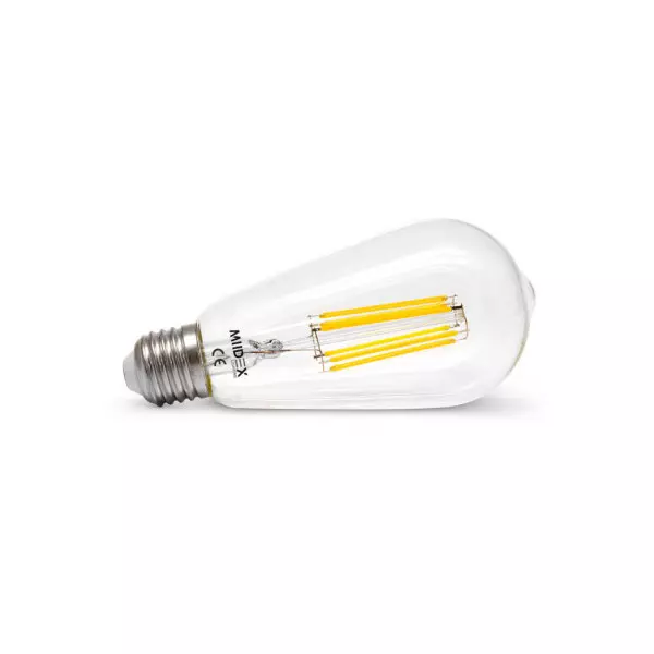Ampoule LED Filament E27 Dimmable AC220/240V 8W 1000lm 300° IP20 Ø64mm - Blanc Chaud 2700K