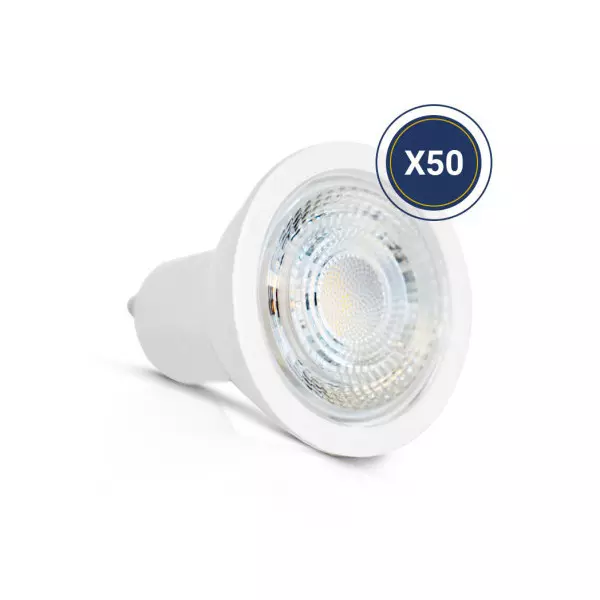 Lot de 50 Spots LED GU10 6W 450lm 75° Ø50mm - Blanc Chaud 3000K