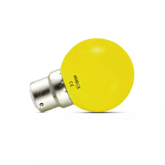 Ampoule LED B22 1W 300° Ø45mmx70mm - Jaune