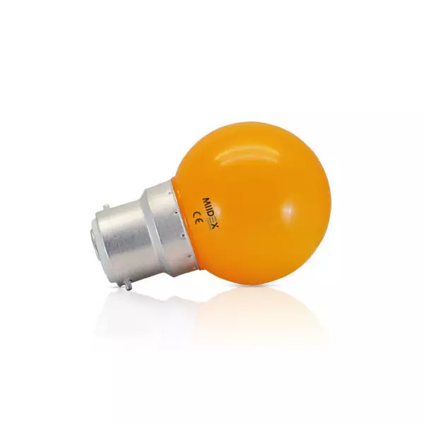 Ampoule LED B22 1W Orange forme G45 230V