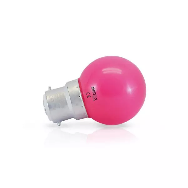 Ampoule LED B22 Diffuseur Dépoli AC220/240V 1W 240° Ø45m - Rose