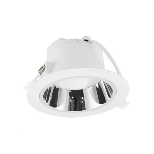Spot LED Encastrable AC180/250V 15W 1360lm 38° Blanc/Argenté IP20 Ø150mm - Blanc du Jour 6000K perçage	Ø120mm
