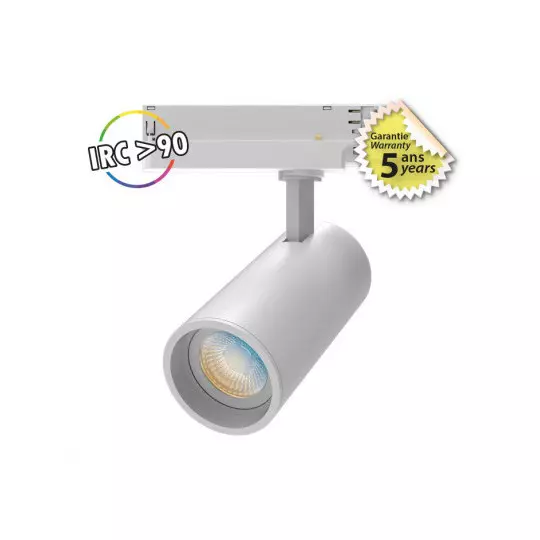 Spot LED sur Rail Orientable/Inclinable AC220/240V 15W 1440lm 24° Ø65mm - CCT 2700K / 4000K / 6000K