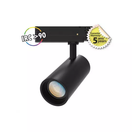 Spot LED sur Rail Orientable/Inclinable AC220/240V 15W 1440lm 24° IP20 IK05 Ø65mm - CCT 2700K / 4000K / 6000K