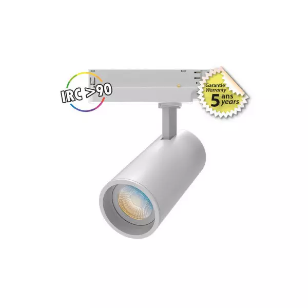 Spot LED sur Rail Orientable/Inclinable Blanc AC220/240V 35W 3080lm 24° IP20 IK05 Ø85mm - CCT