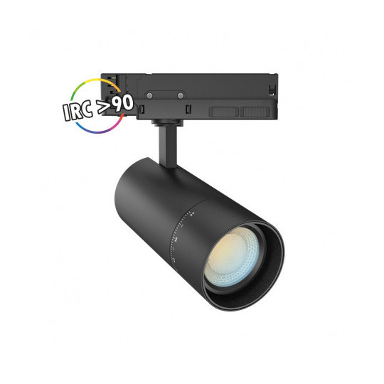 Spot LED sur Rail avec Adaptateur 3 allumages Noir 25/30/35W CCT Angle ajustable