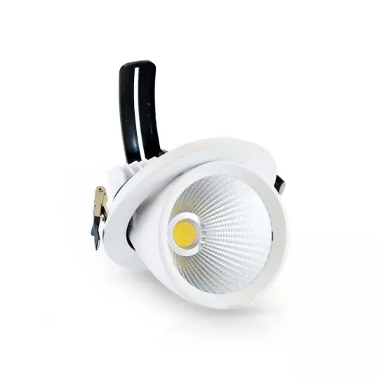 Spot LED Encastrable Escargot Orientable 30W 2700lm 25° Etanche IP40 IK05 Ø165x135mm - Blanc Chaud 3000K perçage Ø140mm