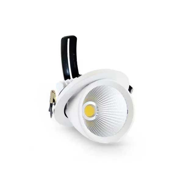 Spot LED Encastrable Escargot Orientable AC220/240V 40W 3800lm 25° Etanche IP40 IK05 Ø165mm - Blanc Naturel 4000K perçage Ø140mm