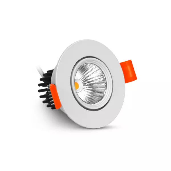 Spot LED Encastrable Orientable AC220/240V 5W 450lm 30° IP40/20 IK05 Ø68mm - Blanc Chaud 3000K perçage Ø55mm