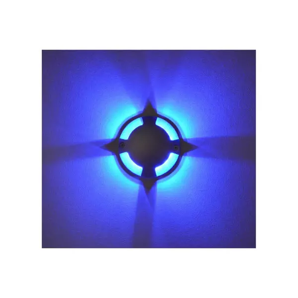 Spot LED Balise 4 Diffuseurs DC/AC12V 1W 4x70° Etanche IP67 IK06 Ø70mm - Bleu