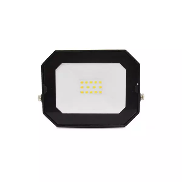 Projecteur LED Plat Noir 10W 990lm 110° IP65 125mmx122mm - Blanc Chaud 3000K