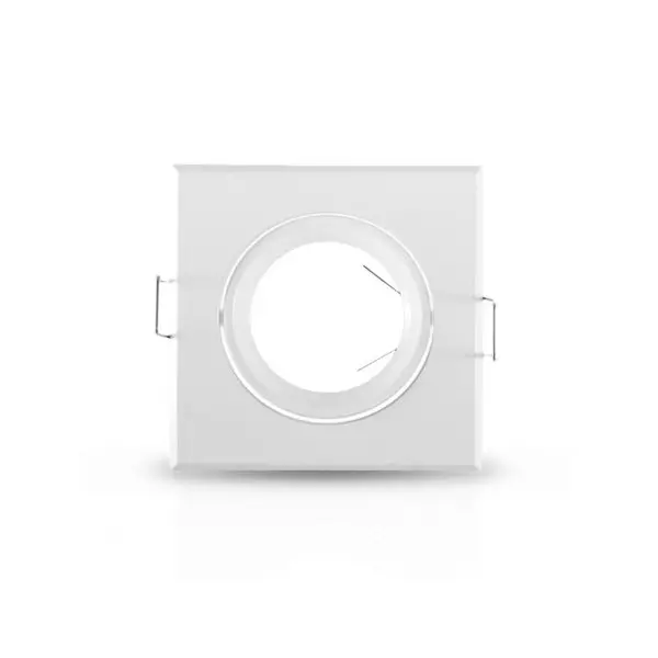 Support de Spot LED Encastrable Orientable 45° Carré Blanc 84x84mm - perçage Ø74mm
