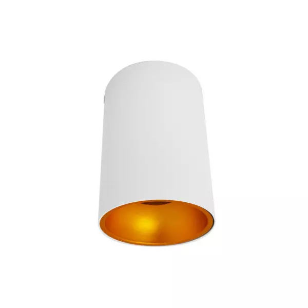 Support de Spot LED GU10 Cylindre Blanc/Doré IP20 Ø96mm