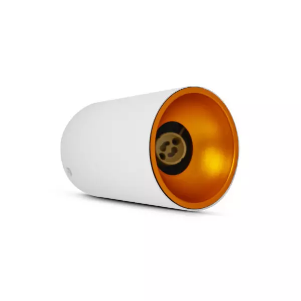 Support de Spot LED GU10 Cylindre Blanc/Doré IP20 Ø96mm