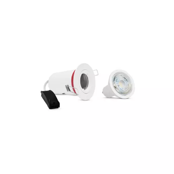 Support de Spot Encastrable + Ampoule LED Dimmable GU10 6W 480lm 75° Etanche IP65 Ø90mm - Blanc Chaud 3000K perçage Ø73mm