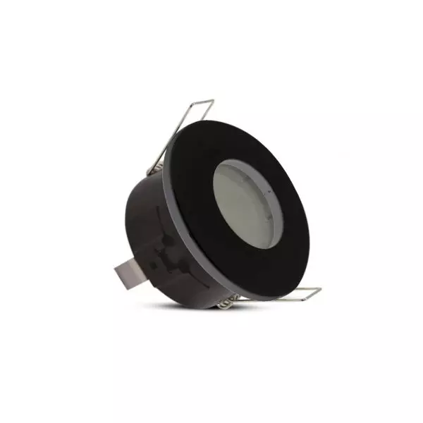 Support de Spot LED Encastrable GU10 Noir Etanche IP65 IK08 Ø84mm - perçage Ø70mm