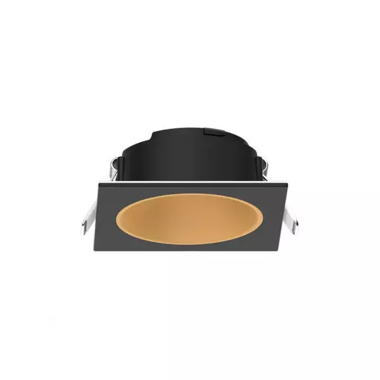 Collerette Basse Luminance pour LED IP20 82mmx82mm Noir/Dorée - perçage de 68x68mm