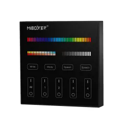 Télécommande Tactile Murale Dimmable RadioFréquence Sans Fil 4 Zones Noir - RGB+CCT B4B