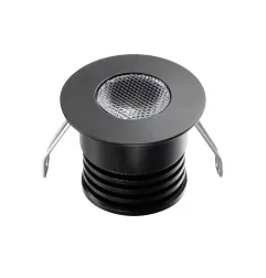 Spot LED encastrable Noir Compact 4W DC12V équivalent 30W - Blanc Chaud 3000K 380lm perçage 27mm