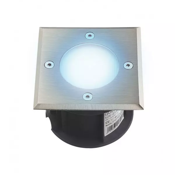 Support Spot LED Encastrable Sol Bleu 1,5W AC220-240V Étanche IP67 Carré - percage 85mm Diffuseur Dépoli