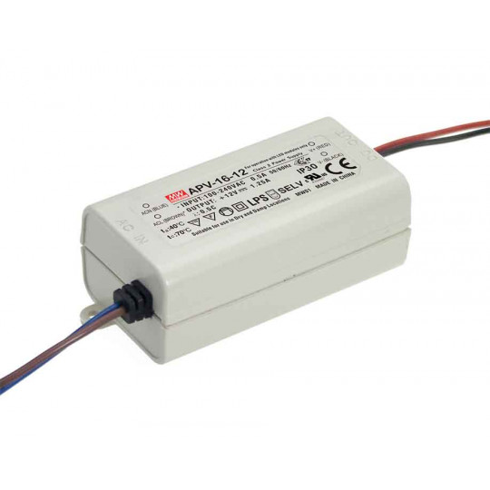 Transformateur LED 16W 90-264V à 12V DC IP20 APV-16-12 MEAN WELL - APV-16-12
