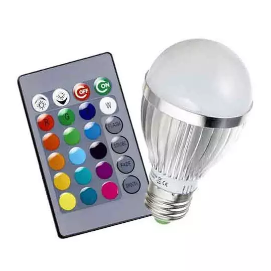 Ampoule LED E27 3x2W RGB avec Télécommande