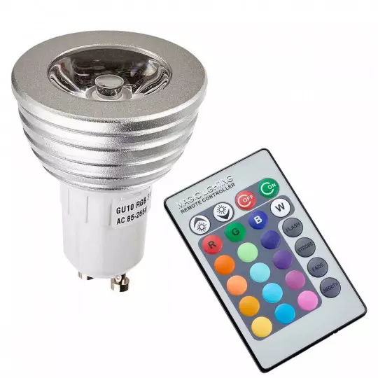 Ampoule LED GU10 LED RGB Ampoule + telecommande