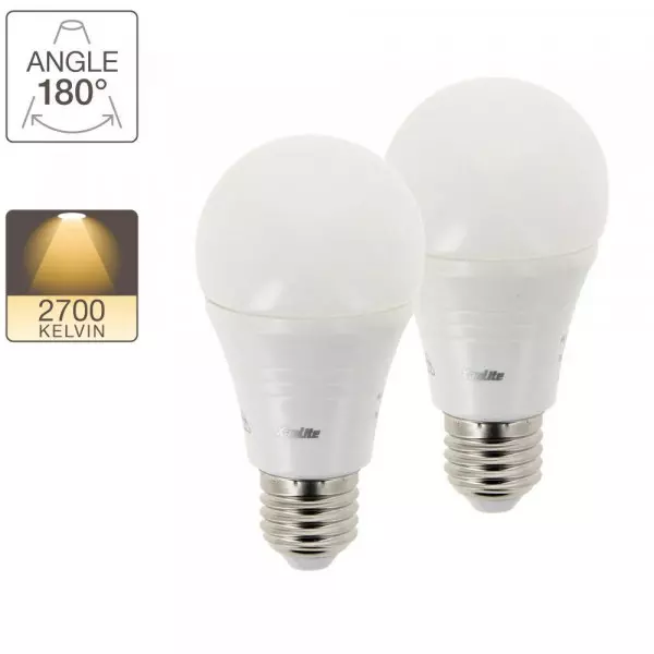 PACK Ampoule LED E27 A60 2x9W Dimmable LED 806lm (60W) 180° - Blanc Neutre