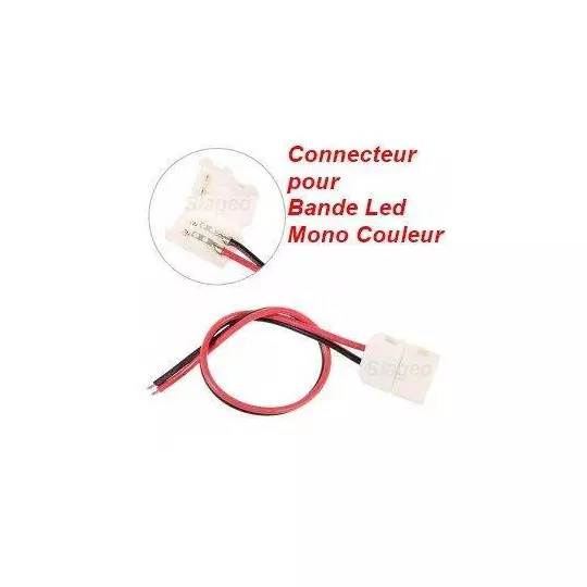 Clip Connecteur Raccord Pré-Cablé Pour Bande Led Mono Couleur en 10mm