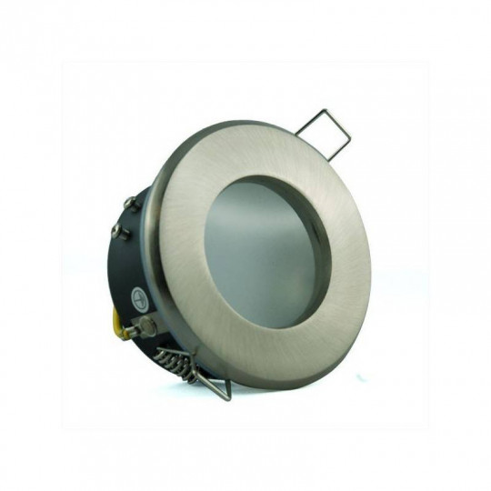 Support Spot Encastrable LED GU10 AC220-240V Étanche IP65 Acier Brossé - perçage 72mm