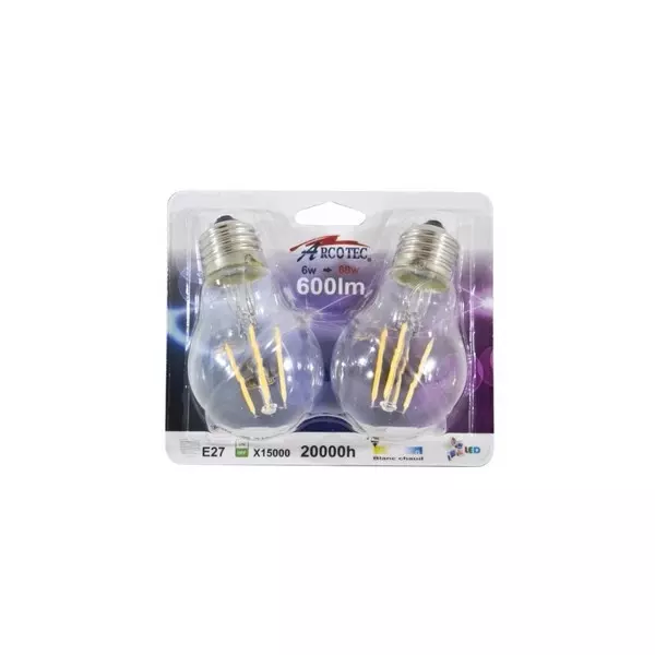 Ampoules LED Dimmable E27 2X6W 600lm (60W) 300° - Blanc Chaud 2700K