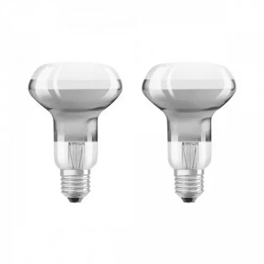 Lot de 2 Ampoules LED E27 R63 2,8W 180lm (19W) Verre Clair - Blanc Chaud 3000K