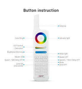 Télécommande LED LoRa 433Mhz 8 Zones 2000m - RGB+CCT 2700K-6500K 086