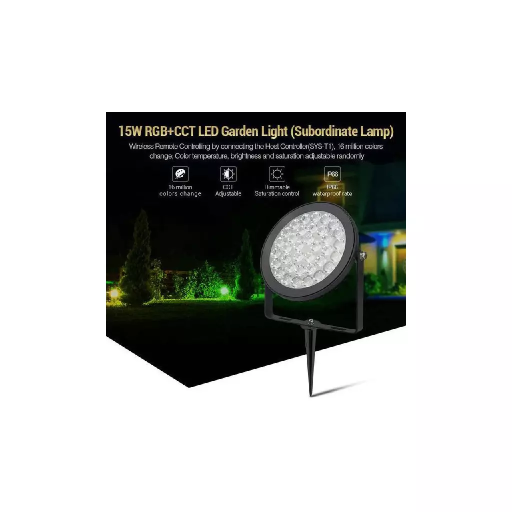 Projecteur LED de Jardin 15W 1200lm 15° Étanche IP65 Télécommande / Wifi /  Google Home / Alexa - RGB