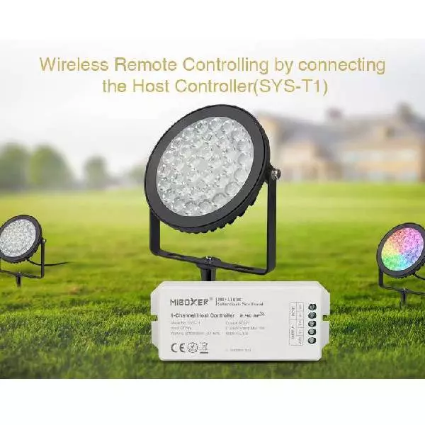 Projecteur LED de Jardin 15W 1200lm 15° Étanche IP65 Télécommande / Wifi / Google Home / Alexa - RGB+CCT (2700K-6500K) SYS-RC2