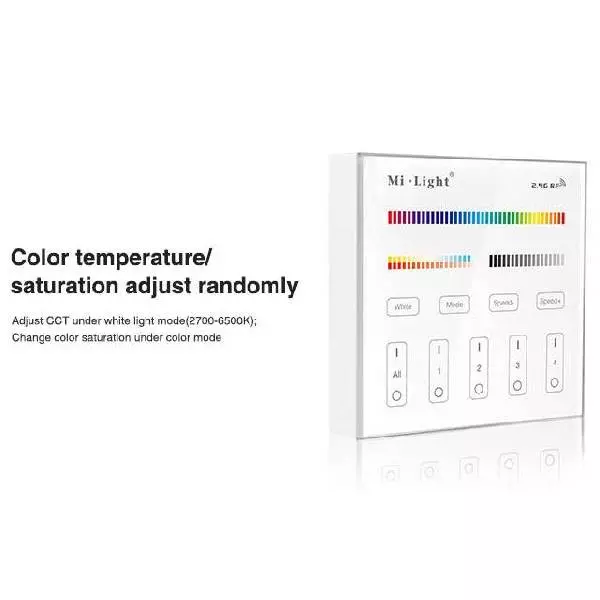 Télécommande Tactile Murale Dimmable RadioFréquence Sans Fil 4 Zones Blanc - RGB+CCT B4