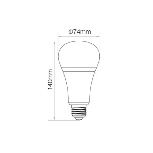 Ampoule LED E27 12W 1300lm 220° Ø74mm RF 2.4GHz - RGB+CCT 2700K-6500K 105
