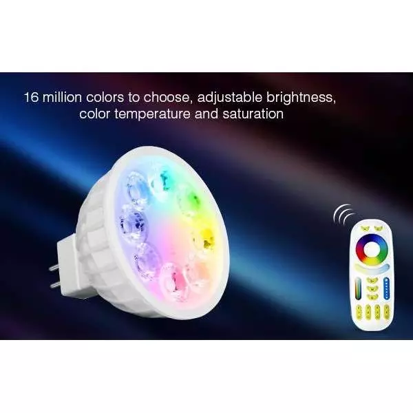 Ampoule LED GU10 4W 280lm 25° Ø50mm RF 2,4GHz - RGB+CCT 2700K-6500K 103