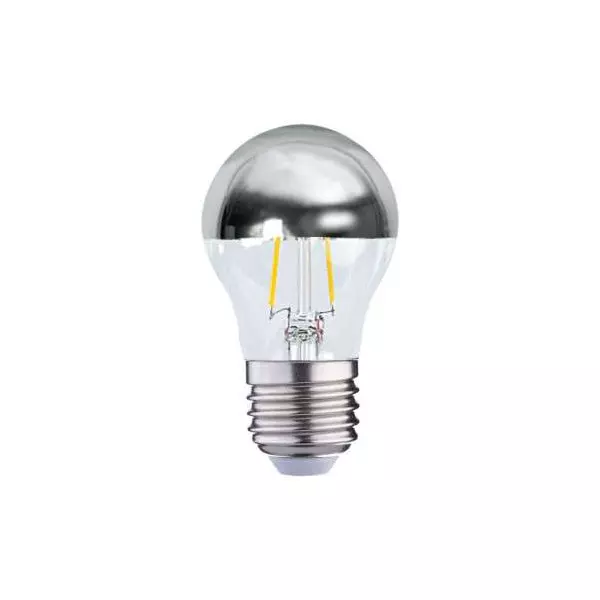 Ampoule LED E27 Filament 4W 410lm G45 Tête Miroir Argent - Blanc Chaud 2700K