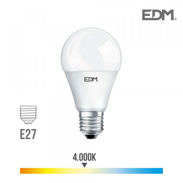 Ampoule LED E27 12W Ronde A60 équivalent à 75W - Blanc Naturel 4000K